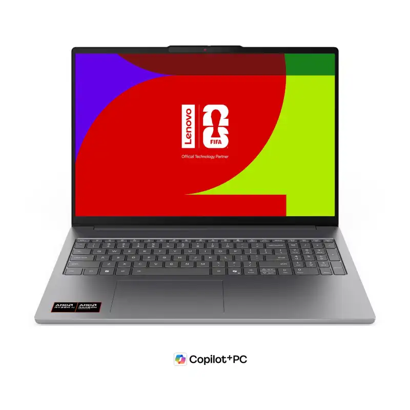 Lenovo IdeaPad Slim 5 16AGP11-83S2005SIN laptop with AMD Ryzen™ AI 7 445, 16GB RAM, 512GB SSD, 16" OLED display.