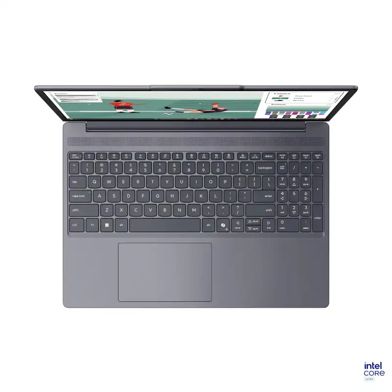 Lenovo IdeaPad Slim 3 laptop with Intel Core Ultra 5 processor, 16GB RAM, 512GB SSD, and 15.3" touchscreen.