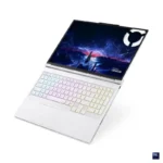 White Lenovo Legion 7 16IAX10-83KY001FIN laptop with RGB keyboard and Intel Core Ultra 9 processor.