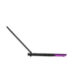 Side view of the black Lenovo Legion 9 18IAX10-83EY0060IN laptop with purple lighting accents.