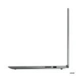 Side view of a silver Lenovo IdeaPad Slim 3 laptop showing USB ports and an SD card reader.