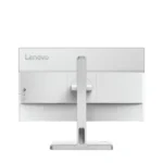 Lenovo L24D-4C monitor rear view, white with silver stand, showing ports and buttons.