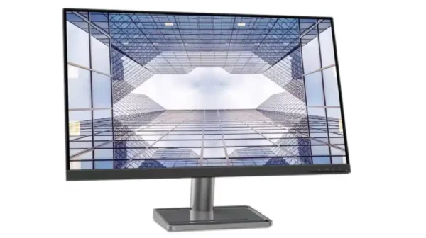 Lenovo L32p-30 31.5-inch 4K IPS monitor with a modern design and city skyline wallpaper.