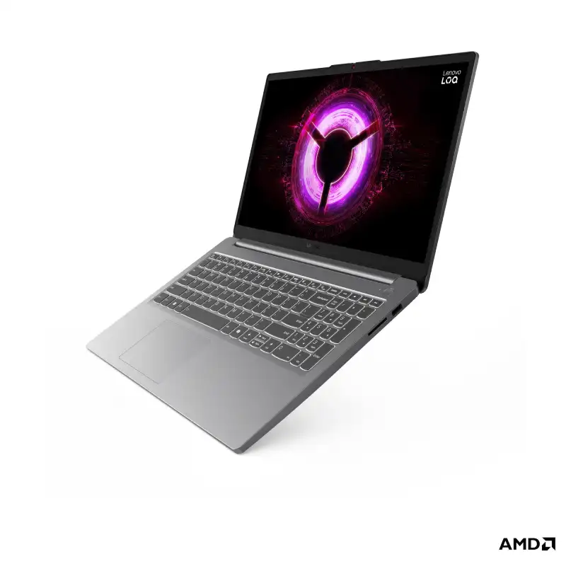 Lenovo LOQ 15ARP10E-83S0009SIN laptop with AMD Ryzen 7, 16GB RAM, 512GB SSD, RTX 3050, and 15.6" FHD 144Hz display.