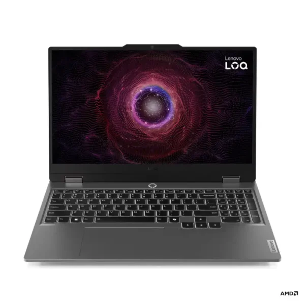 Lenovo LOQ 15ARP9-83JC00LSIN laptop with AMD Ryzen 5, 16GB RAM, 512GB SSD, RTX 3050, and 15.6" FHD 144Hz display.