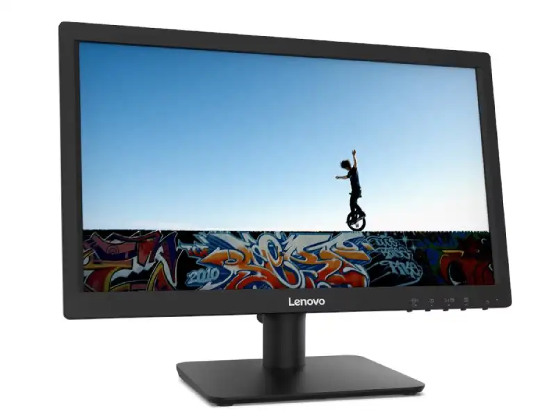 Lenovo C19-10 18.5-inch HD TN monitor with a dynamic graffiti wallpaper featuring a unicyclist.