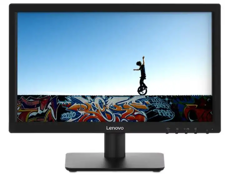 Lenovo C19-10 18.5-inch HD TN monitor with graffiti art and unicyclist wallpaper.
