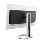 Lenovo Legion Pro 27UD-10 monitor rear view with stand and honeycomb vent detail.