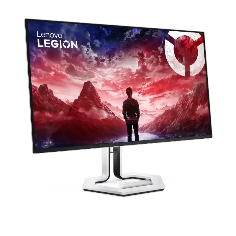 Lenovo Legion Pro 32UD-10 31.5-inch 4K 240Hz QD-OLED gaming monitor with striking mountain landscape wallpaper.