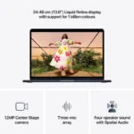 Apple MacBook Air 13-inch M5 laptop in Midnight with Liquid Retina display, 12MP camera, three-mic array, and four-speaker so