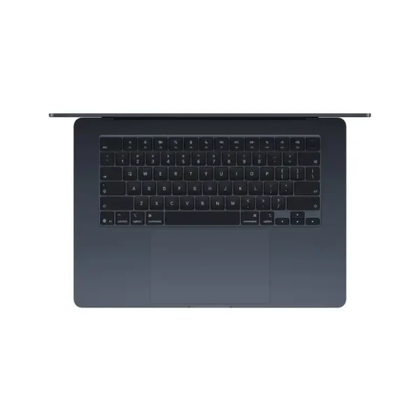 Top view of midnight Apple MacBook Air 15-inch with M5 10-core CPU, 10-core GPU, 24GB RAM, and 1TB SSD.
