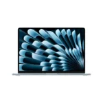 Sky blue 15-inch Apple MacBook Air laptop with M5 10-core CPU, 10-core GPU, 16GB RAM, and 1TB SSD.