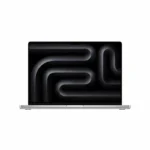 Apple MacBook Pro 16-inch M5 Pro laptop in silver with a dark, abstract wallpaper.