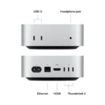 Apple Mac mini M4 ports: USB-C, headphone jack, Ethernet, HDMI, and Thunderbolt 4.