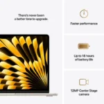 Apple MacBook Air 13-inch M4 Starlight laptop with faster performance, 18-hour battery, and 12MP camera.