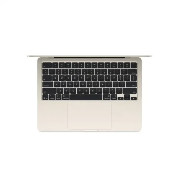 Top view of a Starlight Apple MacBook Air 13-inch laptop with M4 chip, 16GB RAM, and 256GB SSD.