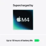 Apple MacBook Air 15-inch M4 chip with 18-hour battery life and M4 processor.