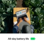 Apple MacBook Pro 14-inch M4 with 16GB RAM and 1TB SSD in Space Black, used outdoors.