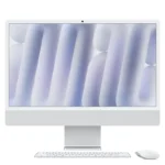 Silver Apple iMac 24-inch M4 with 8-core CPU, 8-core GPU, 16GB RAM, 256GB SSD.