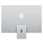 Back of a silver Apple iMac 24-inch with M4 chip, featuring the Apple logo and ports.