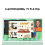 Apple iMac 24-inch M4 in green showcases a tabletop role-playing game interface on its display.