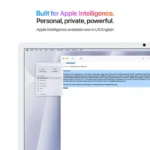 Apple iMac 24-inch M4 in silver with Mail app open, showcasing Apple Intelligence features.