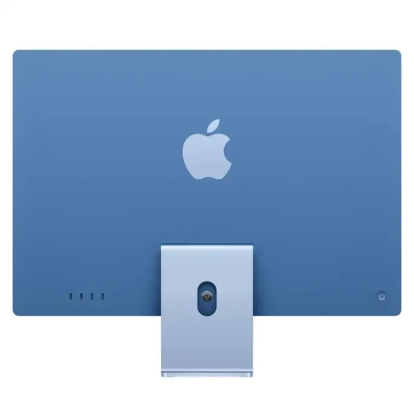 Blue Apple iMac 24-inch M4 with 10-core CPU, 10-core GPU, 16GB RAM, 256GB SSD.
