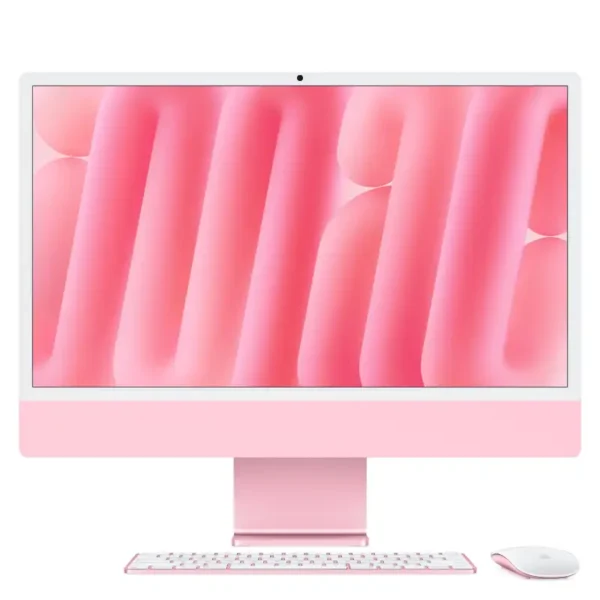 Pink Apple iMac 24-inch M4 with 10-core CPU, 10-core GPU, 16GB RAM, 256GB SSD.