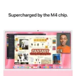 Pink Apple iMac 24-inch M4 with 10-core CPU, 10-core GPU, 16GB RAM, 512GB SSD.