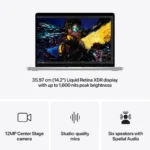 Apple MacBook Pro 14-inch M4 Pro with 12MP Center Stage camera, studio-quality mics, and six speakers with Spatial Audio.
