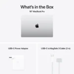 Apple MacBook Pro 16-inch M4 Max laptop with USB-C power adapter and MagSafe 3 cable.