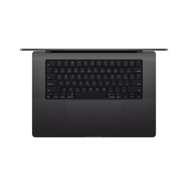 Top view of a Space Black Apple MacBook Pro 16-inch with M4 Pro chip, 48GB RAM, 512GB SSD.