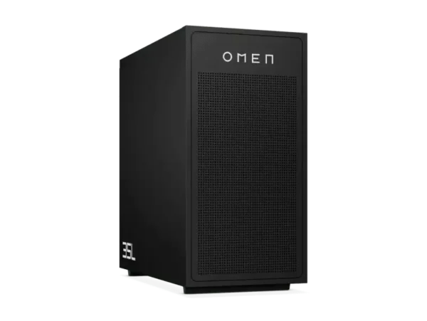 HP OMEN 35L Gaming Desktop GT17-0002in PC with OMEN logo and perforated front panel.