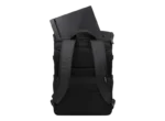 Asus ROG BP4701 17″ Premium Gaming Backpack in black showing the rear view with a laptop partially inside at YourShoppy.com.