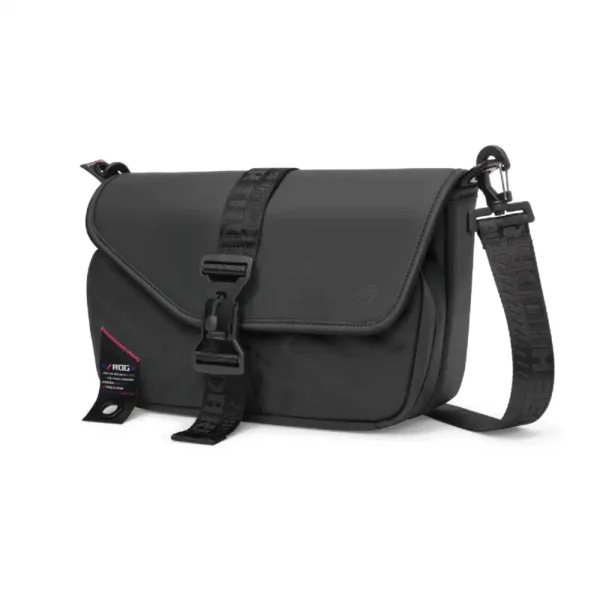 Black Asus ROG Slash Sling Bag 4.0 (BC3004, 8L) with adjustable strap and buckle closure.