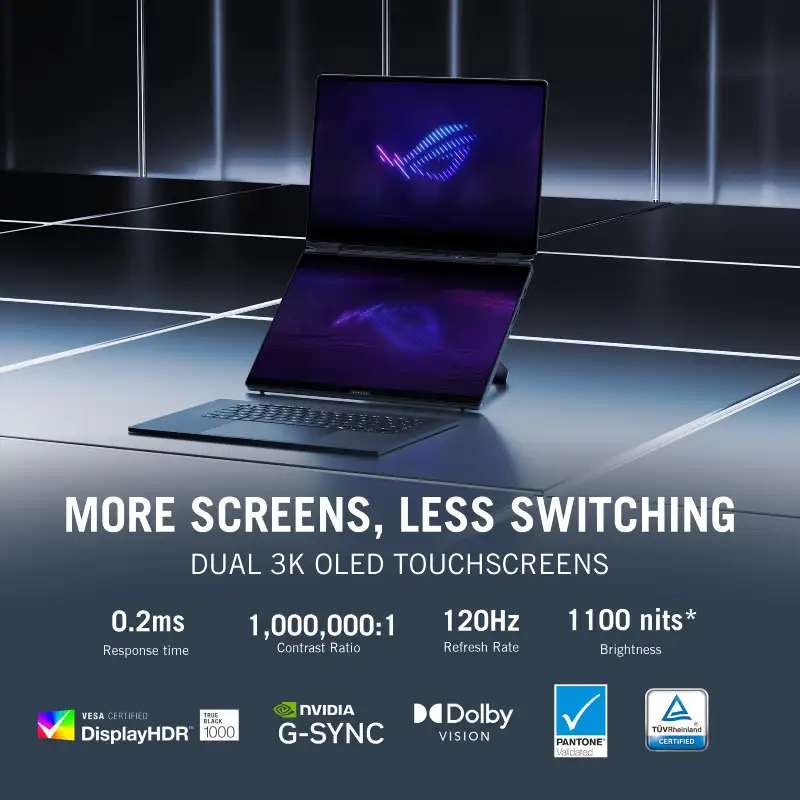 ROG Zephyrus Duo 16 GX651AX-SR099WS (2) Asus ROG Zephyrus Duo GX651AX-SR099WS 16″ 3K OLED Touch RTX 5090 Gaming Laptop - Image 1