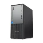 Lenovo ThinkCentre neo 50t Gen 5 tower desktop with Intel Core i7 badge and front ports.