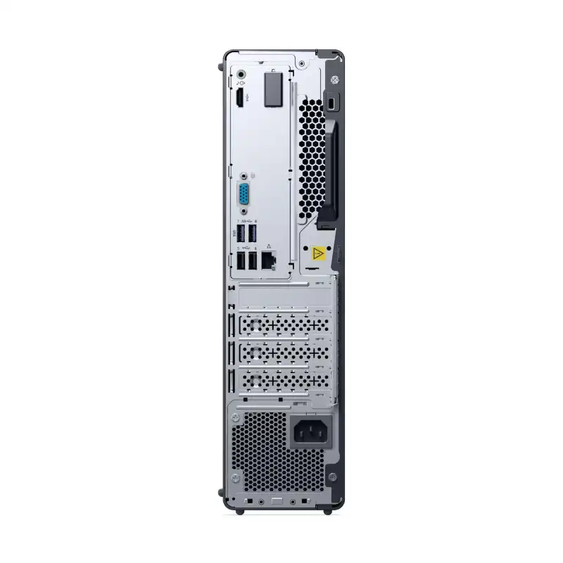 Lenovo ThinkCentre neo 30s Gen 5 SFF desktop rear panel with USB, Ethernet, and power ports.