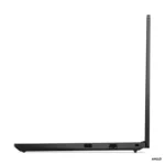 Side profile of a black Lenovo ThinkPad E14 Gen 6 laptop with AMD processor logo visible.