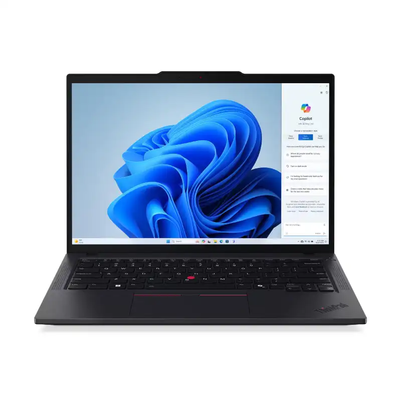 Lenovo ThinkPad T14 Gen 5 laptop with Intel Core Ultra 7 processor, 16GB RAM, 1TB SSD, and 14" WUXGA display.