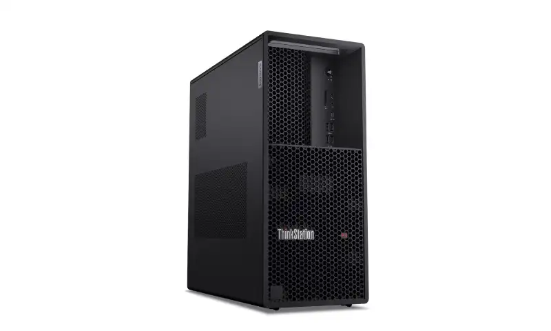 Lenovo ThinkStation P3 Tower Gen 2-30HTS06M00 workstation with honeycomb front grille.
