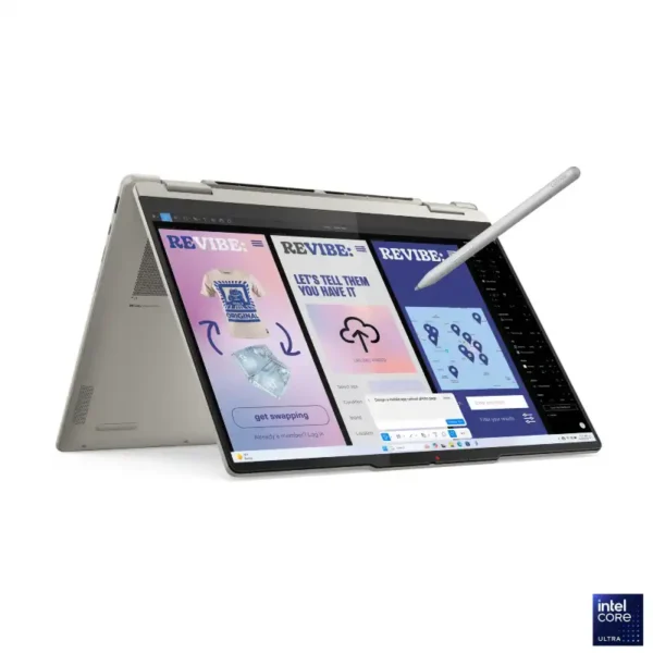 Lenovo Yoga 7 2-in-1 14ILL10-83JQ000NIN laptop with Intel Core Ultra 7, 32GB RAM, 1TB SSD, and 14" OLED touchscreen.