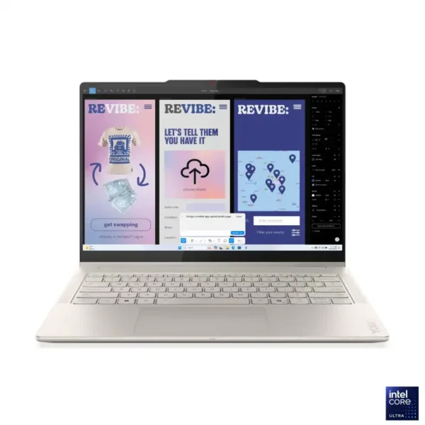 Lenovo Yoga 7 2-in-1 14ILL10-83JQ00DUIN laptop with Intel Core Ultra 5 processor, 14" OLED touchscreen, and Windows 11 Home.