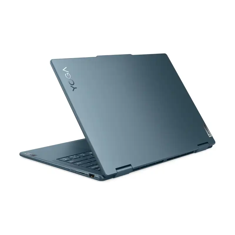 Lenovo Yoga 7 2-in-1 laptop with a sleek blue finish, featuring the YOGA logo.