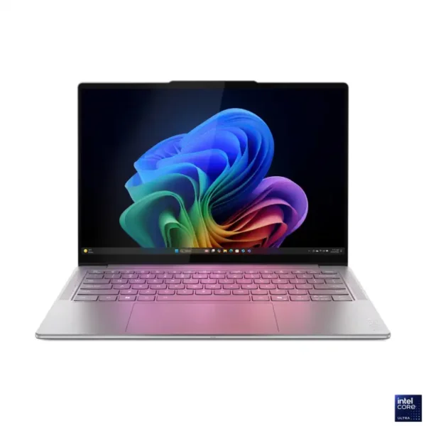Lenovo Yoga Slim 7 laptop with Intel Core Ultra 5 processor, 16GB RAM, 512GB SSD, and 14" OLED display.