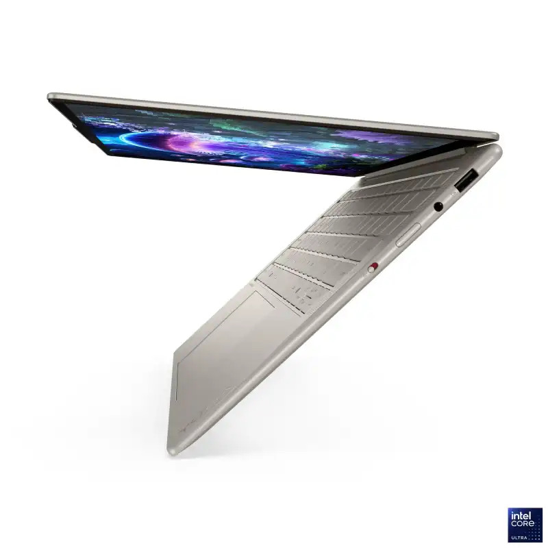 Lenovo Yoga Slim 7 laptop with Intel Core Ultra 7 processor and 14" OLED display.
