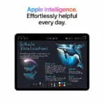 Apple iPad Air 11-inch M4 tablet displaying whale vocalization notes in a note-taking app, available at YourShoppy.com.