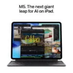 Apple iPad Pro 13-inch (M5) Wi-Fi 1TB Space Black tablet with Magic Keyboard displaying multitasking apps at YourShoppy.com.