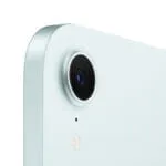 Close-up of the rear camera lens and microphone on the blue Apple iPad mini (A17 Pro) Wi-Fi 256GB at YourShoppy.com.