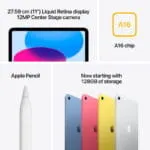 Apple iPad (A16) Wi-Fi 128GB tablet featuring an 11-inch Liquid Retina display, A16 chip, and Apple Pencil compatibility.